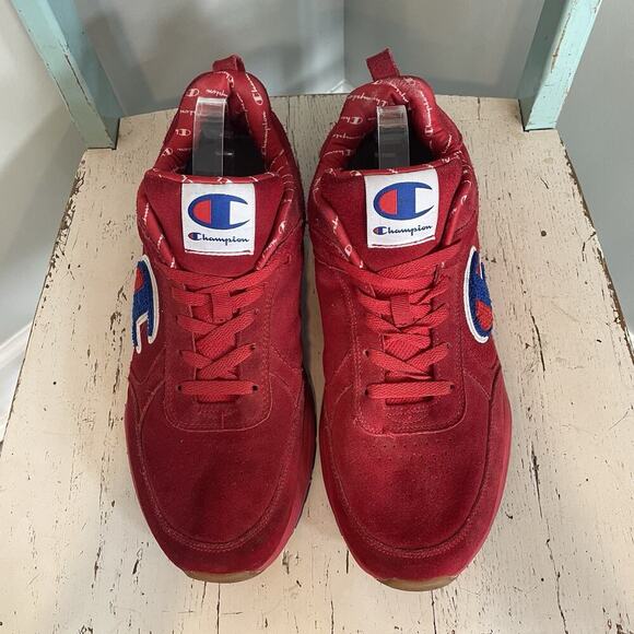 CHAMPION CMS10004M 93EIGHTEEN RED SUEDE LOW TOP SHOES SNEAKERS Men's SIZE 13m - Picture 3 of 9